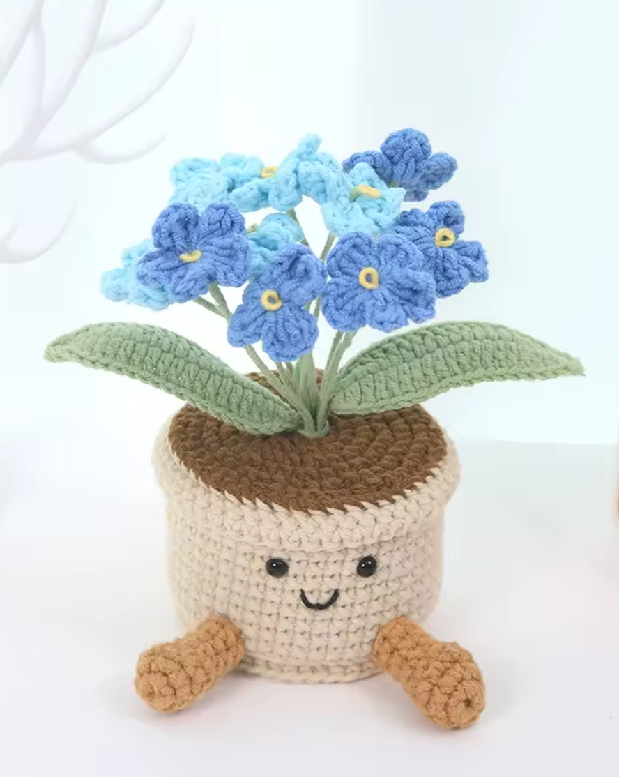 Crochet Flower Plant in a Pot – Handmade Artificial Potted Flower Gift