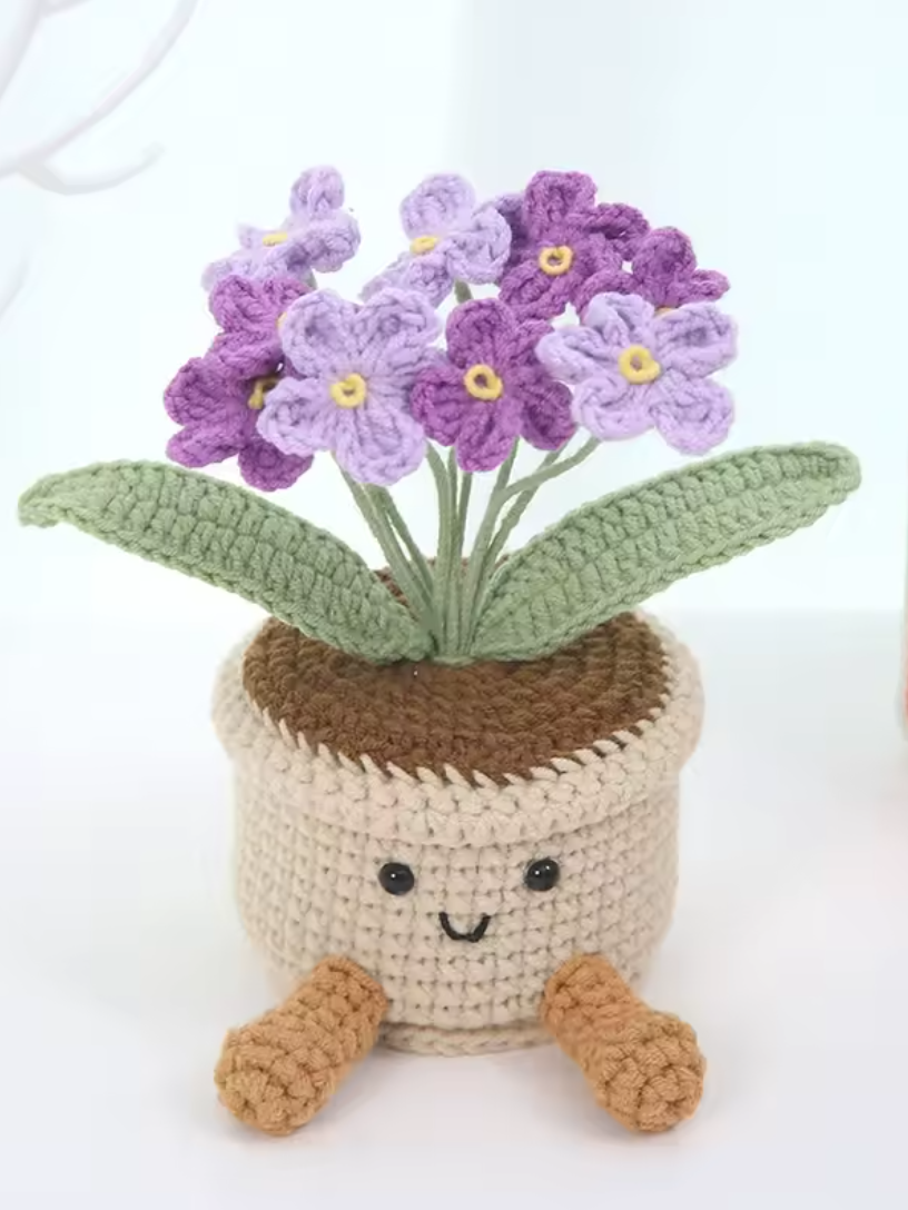 Crochet Flower Plant in a Pot – Handmade Artificial Potted Flower Gift