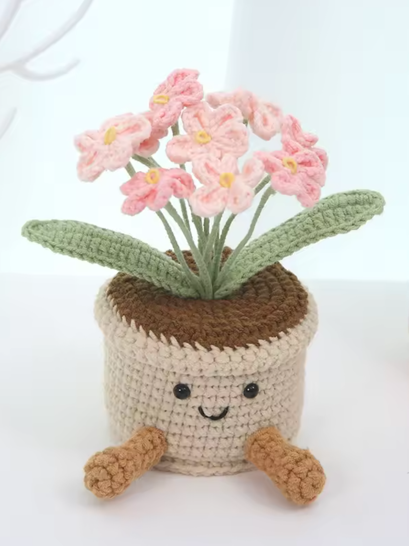 Crochet Flower Plant in a Pot – Handmade Artificial Potted Flower Gift