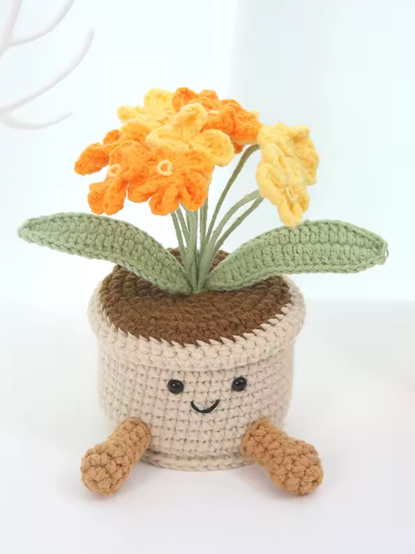 Crochet Flower Plant in a Pot – Handmade Artificial Potted Flower Gift