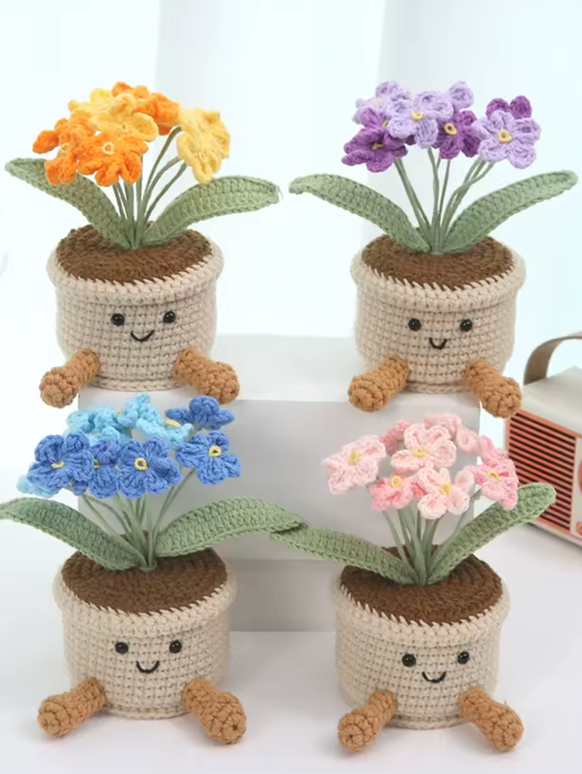 Crochet Flower Plant in a Pot – Handmade Artificial Potted Flower Gift