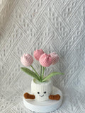 Crochet Tulip in a Pot – Handmade Artificial Potted Plant Gift